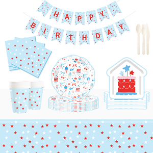 DAMAI - Vajilla Desechable para Fiestas Infantiles de Cumpleaños, Platos, Servilletas y Vasos de Papel para Fiestas de Verano - Product Image 1