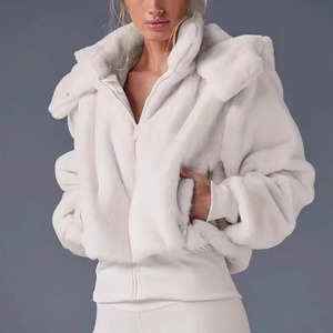 Veste <span class=keywords><strong>en</strong></span> <span class=keywords><strong>sherpa</strong></span> Foxy, <span class=keywords><strong>manteau</strong></span> vintage avec col mandarin, mélange de fourrure de <span class=keywords><strong>sherpa</strong></span> et de cachemire, longueur courte, coupe-vent, chaude, veste d'hiver pour femmes - Product Image 5