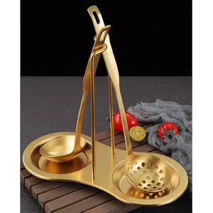 חדש עיצוב זהב נירוסטה שולחן כפית מתלה מתכת מחזיק מנת כסף מטבח מצקת כף שאר