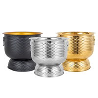 Seau à champagne de luxe, seau à glace en métal, double paroi, acier inoxydable martelé, refroidisseur à vin, bac à boissons