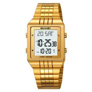 Skmei Digital Watch Men Gold Stainless Steel 30M Water Resistant Square Electronic Watch With Dual Time Display - Product Image 4