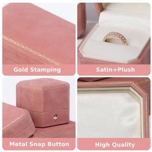 Wholesale Luxury Velvet Jewelry <b>Box</b> Packaging High Quality Octagonal Snap Button Custom Logo Ring Necklace Bracelet Pendant <b>Box</b> - Product Image 4