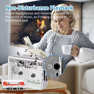 เครื่องเล่นเทปคาสเซ็ตแบบใส รุ่น JL-301 แปลงเทปเป็น MP3 ช่องเสียบ USB ฟังก์ชั่นกลับด้านอัตโนมัติ วิทยุ FM หน้าจอดิจิตอล สำหรับใช้ในบ้านและสำนักงาน - Product Image 3