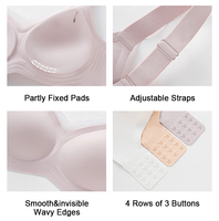 Soutien-gorge sans fil sans couture pour femme, couvrance totale, bonnets semi-fixés, bordure collée haute élasticité, effet liftant en gel souple, vente en gros usine