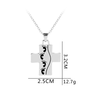 Collar ZRM de Aleación de Zinc con Colgante de Cruz y Huellas, Joyería de Moda con la Frase 'Dijo <span class=keywords><strong>Dios</strong></span>: Mi Hijo, <span class=keywords><strong>Te</strong></span> <span class=keywords><strong>Amo</strong></span>', Estilo Punk para Hombre - Product Image 6