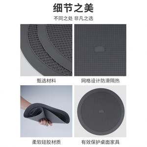 Tapis isolant thermique en silicone, rond, gris, épaissi, résistant aux hautes températures, facile à nettoyer, pour casseroles - Product Image 4