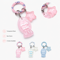 Porte-clés poisson en cristal transparent, breloque de sac, pendentif étoile étincelante, jolis charms animaux marins en résine, cadeau pour couples, meilleurs amis, filles