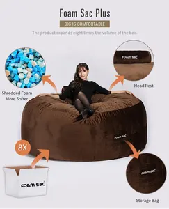 Köpük kesesi özel 180cm 2 yetişkin koltuk 6ft beanbag kapakları yeni ticari büyük şişme koltuk büyük kanepe