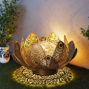 屋外鉄ロータスバーストクラックライト防水LEDランプソーラーガーデン装飾 - Product Image 4