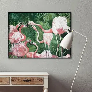 Fabriek Directe Verkoop Op Maat Ingelijst Schilderij Dier Flamingo Foto Opknoping Poster Muurkunst