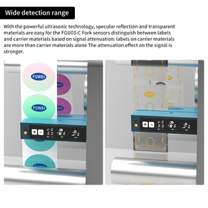 <span class=keywords><strong>Sensor</strong></span> ultrasónico ranurado de para máquinas de etiquetado <span class=keywords><strong>Sensor</strong></span> de etiquetas versátil de detección de metales o transparente - Product Image 4