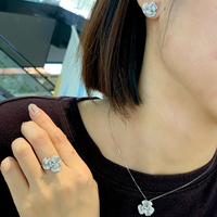 Aazuo – ensemble de bijoux de luxe en or massif 18 carats, diamants naturels, collier, boucles d'oreilles, bague, cadeau pour femme, mariage, fiançailles, fête, haut de gamme