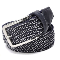 Ceinture en cuir élastique tressée grande taille avec boucle en alliage 140cm-160cm, sangle fine en toile