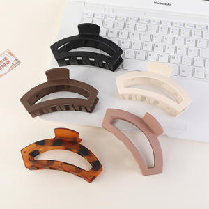 Pince à cheveux grande taille en plastique couleur unie style rétro français pour femme - Product Image 1