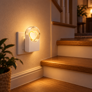 ไฟกลางคืน LED รูปหัวใจแบบเสียบปลั๊ก OEM ODM แสงวอร์มไวท์ 2700K 0.5W ประหยัดพลังงาน สำหรับห้องนอนและทางเดิน - Product Image 3