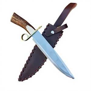 Cuchillos de Acero de Damasco Hechos a Mano con Mango de Cuerno de Ciervo, Cuchillo de Camping OEM, Cuchillos de Punta Caída de Grado Industrial en Venta - Product Image 2
