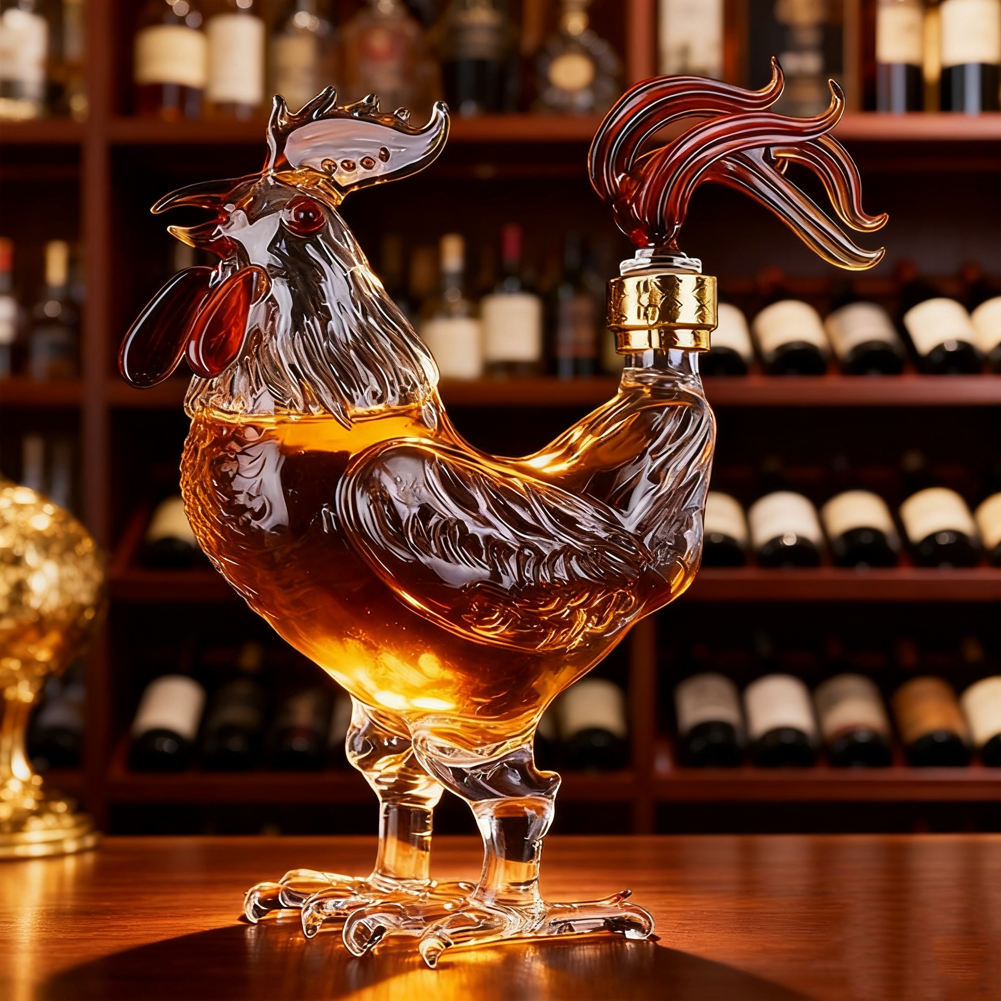 Art Statue - Oriental Snake Lead-Free Glass Whisky Bottle 1000ml, Handmade, Festival Table Decoration, Wine Tequila Gift, Personalized Animal Wine - View #5