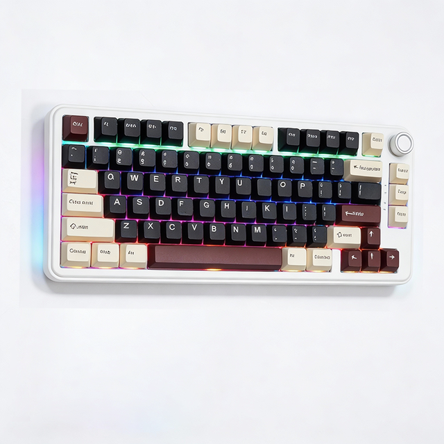Hot Swappable 82 Keys Gaming Keyboard with Side RGB PBT Keycaps Metal Knob Mechanical Keyboard for Laptop PC Gamer Keyboard