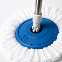 Set Mop & Ember Mikrofiber Putar 360 Derajat Manual dengan Gagang Teleskopik Stainless Steel untuk Pembersihan Lantai Grosir