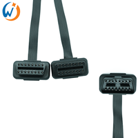 OBD2 doble hembra Y divisor codo 16 pines OBD 2 extensor OBD2 Cable 16 pines macho a hembra plano fideos OBD2 Cable de extensión