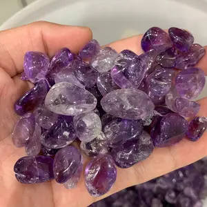 Wholesale Natural crystal polished amethyst tumbled stones pure deep purple clear amethyst gravels chips stone 8-12mm 9-14mm