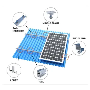 Estructura de techo Solar, Riel de montaje para Panel Solar, OEM, aluminio plateado, PV, instalación Solar