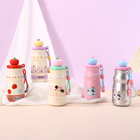 Bouteille isotherme sous vide à double paroi en acier inoxydable 316, anti-fuite, 500 ml, motif animal Kawaii, avec infuseur/paille