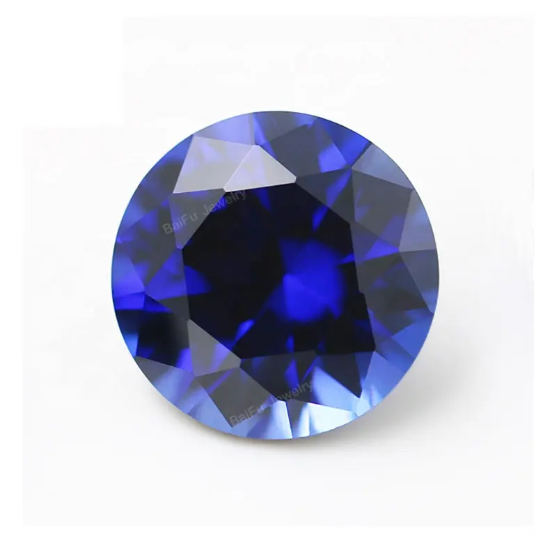 Round loose dark sapphire Blue 34# Synthetic Corundum