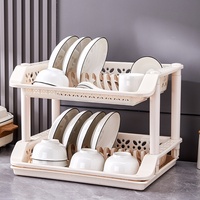 Étagère de rangement pliable pour vaisselle et bols en plastique, type sol, avec fonction d'égouttage