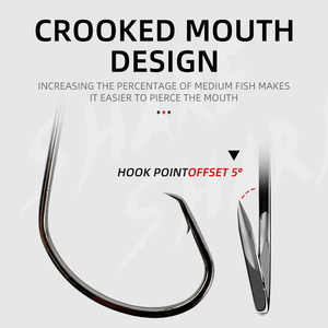 7381 ווי עיגול אופסט גבוה פחמן פלדה שחורה דוקרנית עין ישרה ווי דג תמנון מים מלוחים - Product Image 5