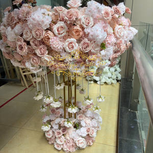 Matrimonio rosa rosa rosa fiori di ortensie di seta artificiale Set fila ad arco floreale per matrimonio compleanno sfondo decorazione - Product Image 6