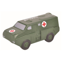 Balle anti-stress souple en forme d'ambulance verte avec logo personnalisé, jouets à presser en PU pour le transport, vente en gros