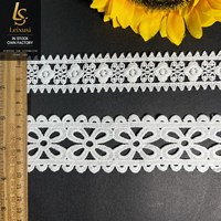 LEIXUSI 3,5 cm Dentelle géométrique soluble dans l'eau en fibre de lait, Bande de dentelle élégante pour accessoires de robe de mariée et de jupe Vente en gros