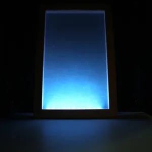 Lámpara LED Visual 3D, marco cuadrado de madera Natural, Base, ilusión 3D, luz nocturna