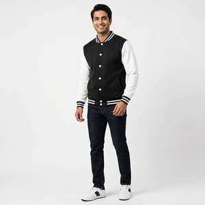 Veste de baseball pour homme, veste varsity en cuir, coupe-vent, style streetwear, hip-hop, vintage - Product Image 1