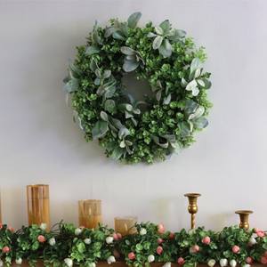 Nueva hoja de manzana de eucalipto verde 50cm guirnalda CORONA DE Navidad coronas para decoración del hogar - Product Image 3