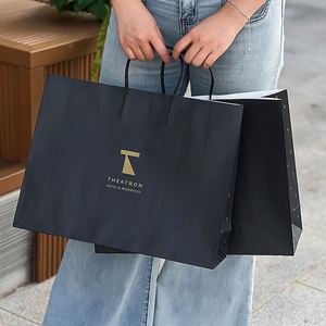 Sacs en papier kraft écologiques, recyclables et biodégradables avec laminage et logo personnalisé - Pour hôtels, appartements, théâtres - Product Image 6