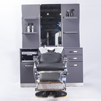 Équipement de salon de beauté, table de barbier et de coiffeur, station de miroir antique pour salon de coiffure