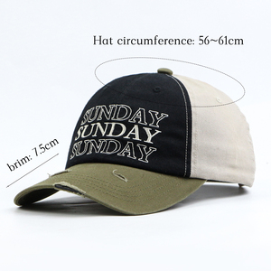 Gorra de béisbol verde oscuro de 5 paneles de alta calidad, gorra deportiva desgastada para exteriores, sombrero de verano bordado SUNDAY, soporte para agregar logotipo - Product Image 3