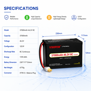 Batterie de drone 46,2 V 37000 mAh 8C à prix compétitif avec connecteur XT90, OEM disponible - Product Image 2