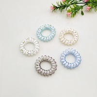 Lot de 100 élastiques à cheveux en spirale de 4 cm à motif floral, style fil téléphonique, accessoires de mode pour cheveux