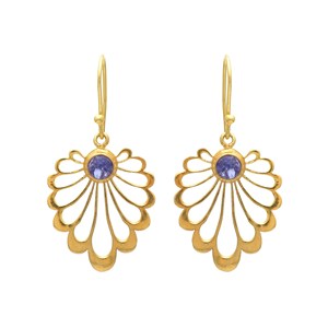 Beautiful Wholesale Gold Plated Brass Filigree Amethyst Earrings, Office wear jewelry for women - Product Image 1