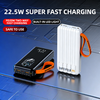 Batterie externe portable haute capacité avec entrée Type-C, logo personnalisé, vente en gros, 20000 mAh, alimentation 22,5 W, charge rapide, affichage LED, double USB
