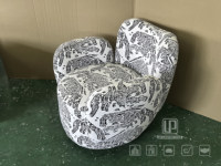 Updecors Moderner Einzelsessel Konvertierbarer Drehsessel Vintage-Print Samt Halbkreisförmiges Design Massivholz Wohnzimmer