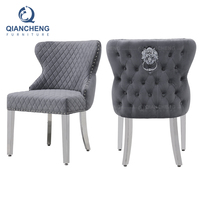 Chaise de salle à manger en velours Mobilier moderne de luxe en acier inoxydable pour la maison