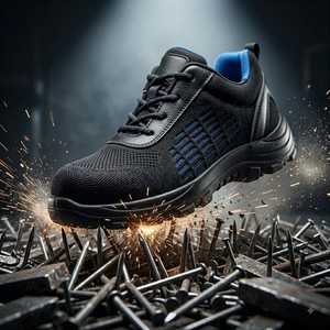 Zapatos de seguridad de cuero para hombre, de gran venta, con puntera de acero, cierre de cordones y resistentes a los golpes para el lugar de trabajo, proveedor indio. - Product Image 1