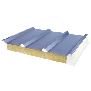 Panneaux <span class=keywords><strong>de</strong></span> toiture sandwich isolés en <span class=keywords><strong>laine</strong></span> <span class=keywords><strong>de</strong></span> <span class=keywords><strong>roche</strong></span> acier ignifuge 50 <span class=keywords><strong>mm</strong></span> à <span class=keywords><strong>prix</strong></span> abordable pour grange et atelier, panneau sandwich pour garage automobile - Product Image 4