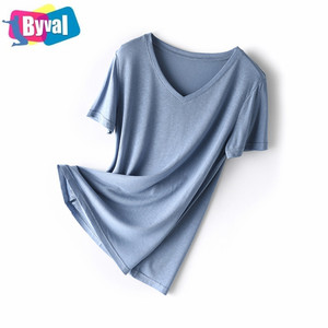 Großhandel anpassen Baumwolle Vneck T-Shirt Druck Kurzarm T-Shirts für Frauen - Product Image 1