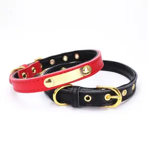 2021 Nieuwe Kwaliteit Gepersonaliseerde Halsband Echt Leer Met Naam Plaat Hond Real Lederen Halsband Leash