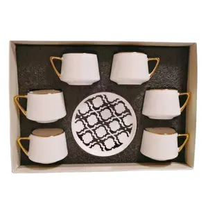 Modern luxury Gold handle ceramic Espresso set Turkish coffee tea set cups wedding party Cup&Saucer Manufacturers wholesale